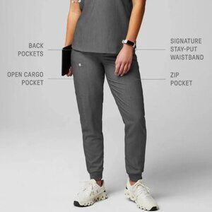 Fabletics High-Rise On-Call Scrub Jogger Heather Grey Lightweight Sz L